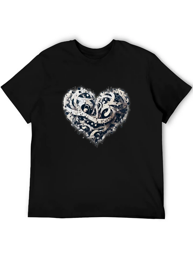 Musical Heart Lightweight Cotton T-Shirt – Daily Comfort Graphic Shirt