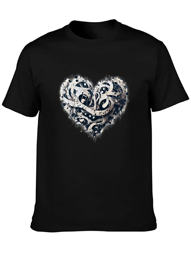 Musical Heart Lightweight Cotton T-Shirt – Daily Comfort Graphic Shirt