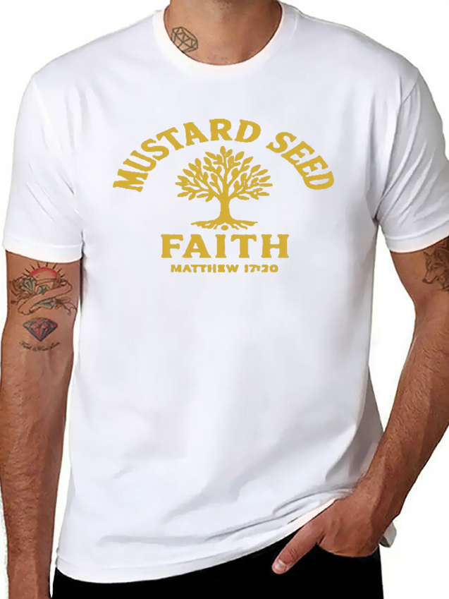 Mustard Seed Faith Gold Lightweight Cotton T-Shirt – Daily Comfort Graphic Shirt