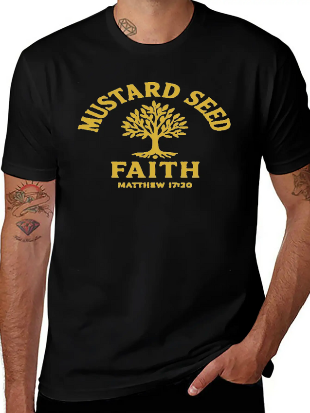 Mustard Seed Faith Gold Lightweight Cotton T-Shirt – Daily Comfort Graphic Shirt