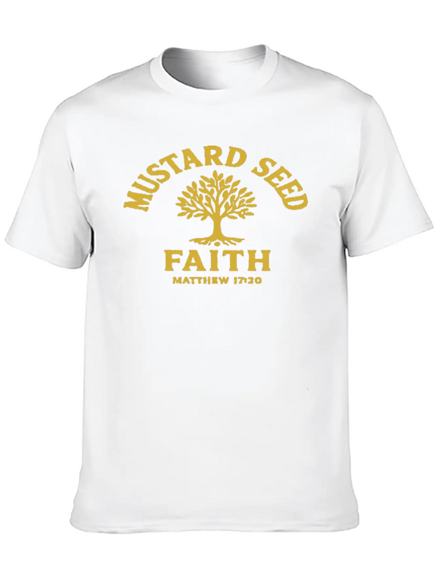 Mustard Seed Faith Gold Lightweight Cotton T-Shirt – Daily Comfort Graphic Shirt