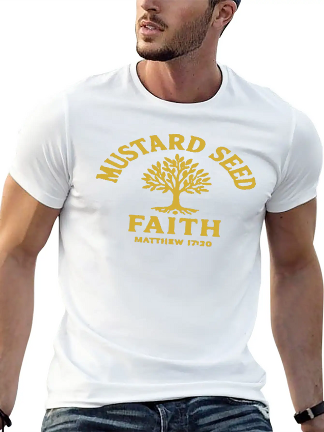 Mustard Seed Faith Gold Lightweight Cotton T-Shirt – Daily Comfort Graphic Shirt