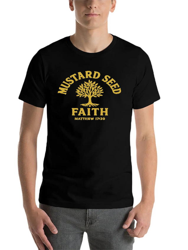 Mustard Seed Faith Gold Lightweight Cotton T-Shirt – Daily Comfort Graphic Shirt