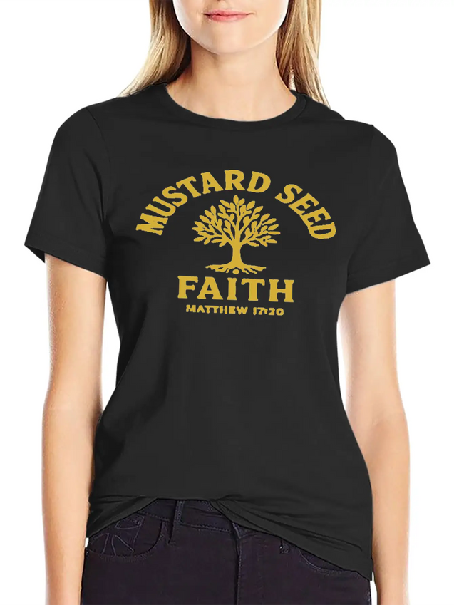 Mustard Seed Faith Gold Lightweight Cotton T-Shirt – Daily Comfort Graphic Shirt