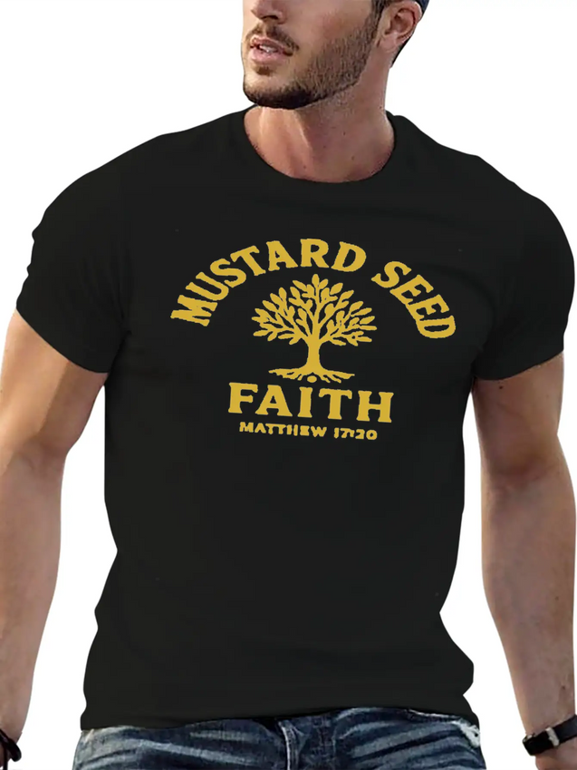 Mustard Seed Faith Gold Lightweight Cotton T-Shirt – Daily Comfort Graphic Shirt