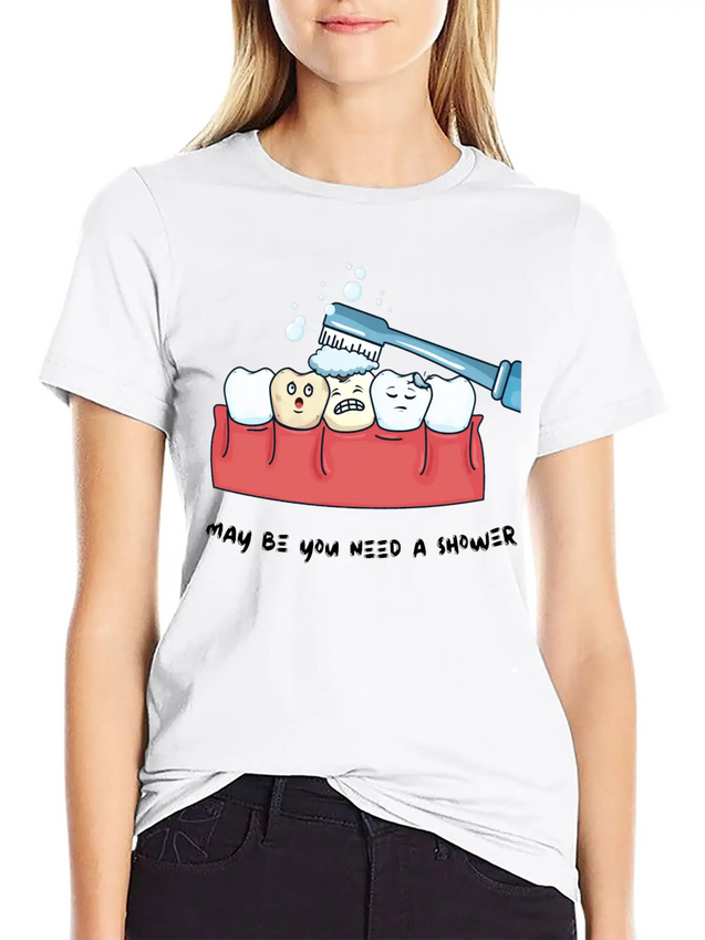 My Teeth Need A Shower Funny Shirt Lightweight Cotton T-Shirt – Daily Comfort Graphic Shirt