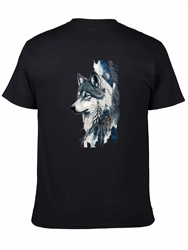 Native American Wolf With Art Dreamcatcher Lightweight Cotton T-Shirt – Daily Comfort Graphic Shirt