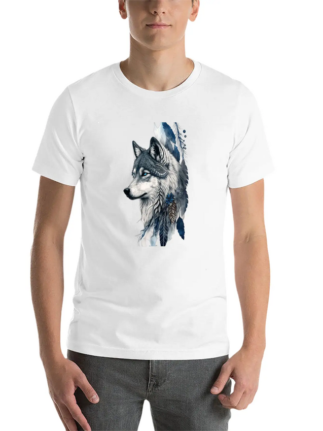 Native American Wolf With Art Dreamcatcher Lightweight Cotton T-Shirt – Daily Comfort Graphic Shirt