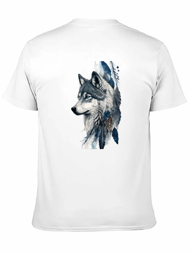 Native American Wolf With Art Dreamcatcher Lightweight Cotton T-Shirt – Daily Comfort Graphic Shirt