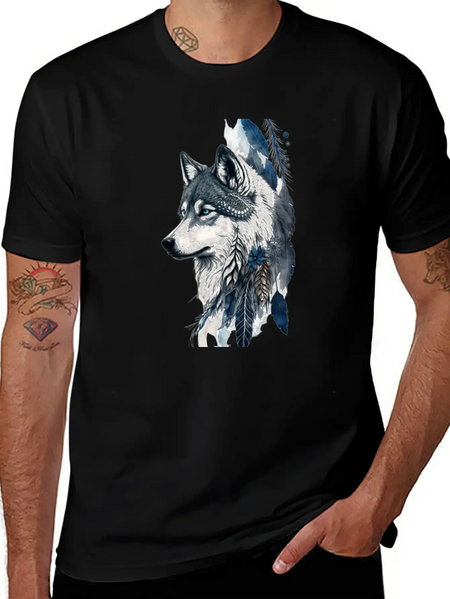 Native American Wolf With Art Dreamcatcher Lightweight Cotton T-Shirt – Daily Comfort Graphic Shirt