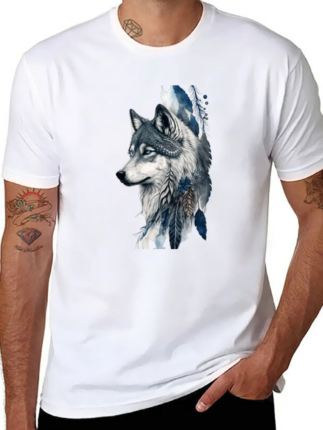Native American Wolf With Art Dreamcatcher Lightweight Cotton T-Shirt – Daily Comfort Graphic Shirt