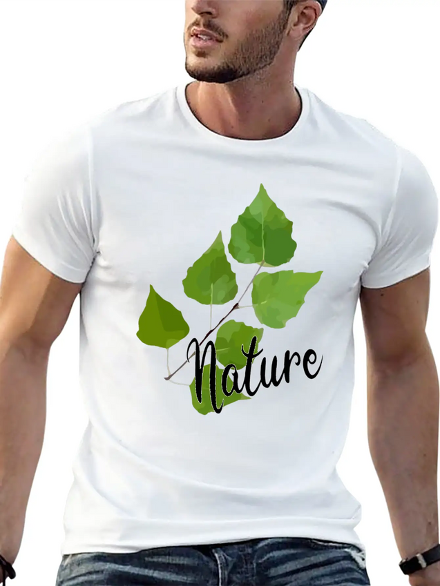 Nature Leaf Lightweight Cotton T-Shirt – Daily Comfort Graphic Shirt