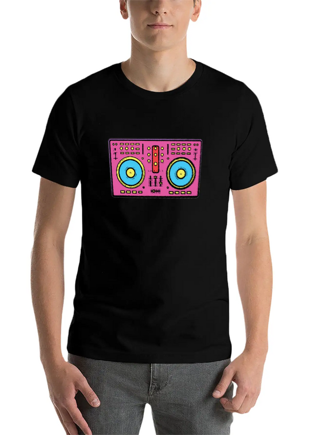 Neon Color 90 Dj Table Lightweight Cotton T-Shirt – Daily Comfort Graphic Shirt