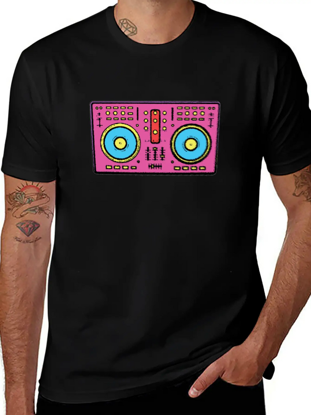 Neon Color 90 Dj Table Lightweight Cotton T-Shirt – Daily Comfort Graphic Shirt