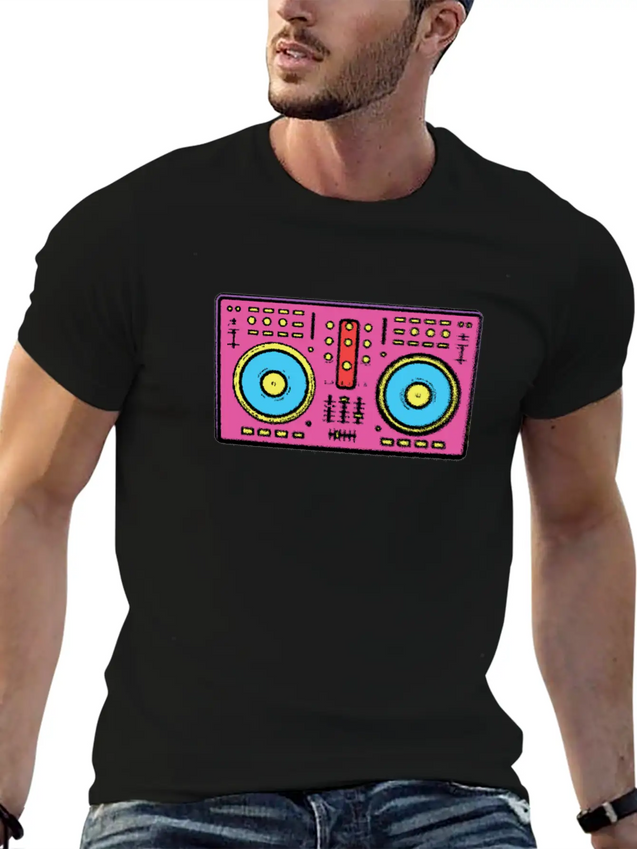 Neon Color 90 Dj Table Lightweight Cotton T-Shirt – Daily Comfort Graphic Shirt