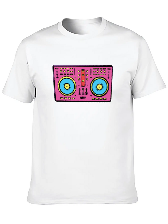 Neon Color 90 Dj Table Lightweight Cotton T-Shirt – Daily Comfort Graphic Shirt