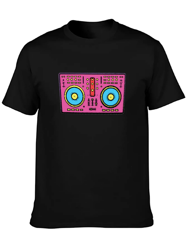 Neon Color 90 Dj Table Lightweight Cotton T-Shirt – Daily Comfort Graphic Shirt