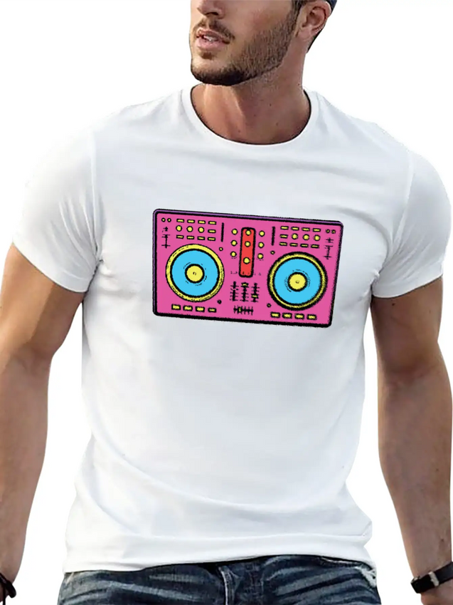 Neon Color 90 Dj Table Lightweight Cotton T-Shirt – Daily Comfort Graphic Shirt