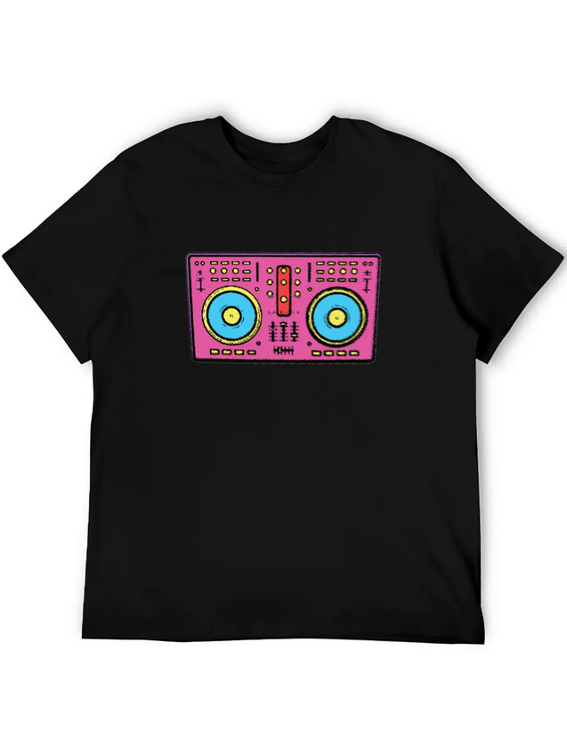 Neon Color 90 Dj Table Lightweight Cotton T-Shirt – Daily Comfort Graphic Shirt