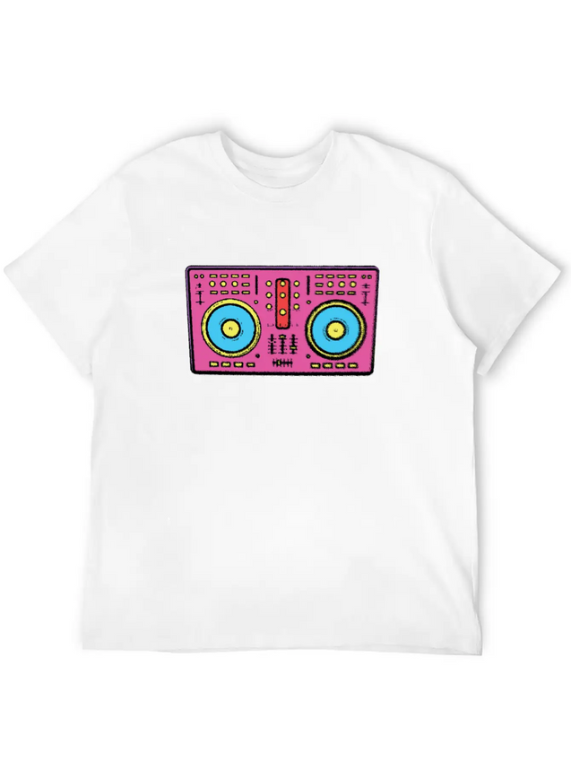Neon Color 90 Dj Table Lightweight Cotton T-Shirt – Daily Comfort Graphic Shirt