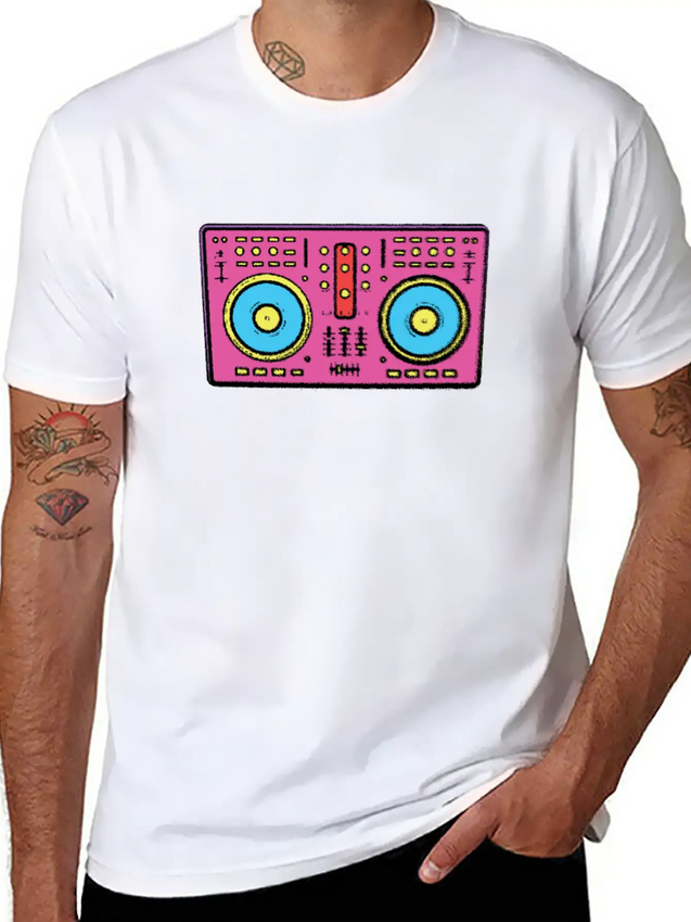 Neon Color 90 Dj Table Lightweight Cotton T-Shirt – Daily Comfort Graphic Shirt