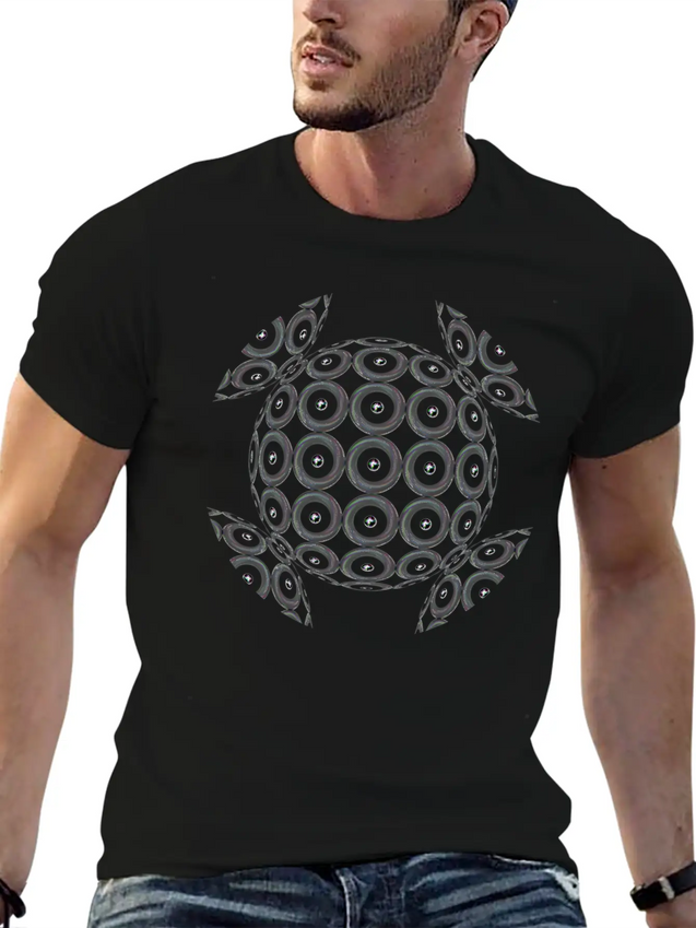 Neon Hemisphere Shape Lightweight Cotton T-Shirt – Daily Comfort Graphic Shirt