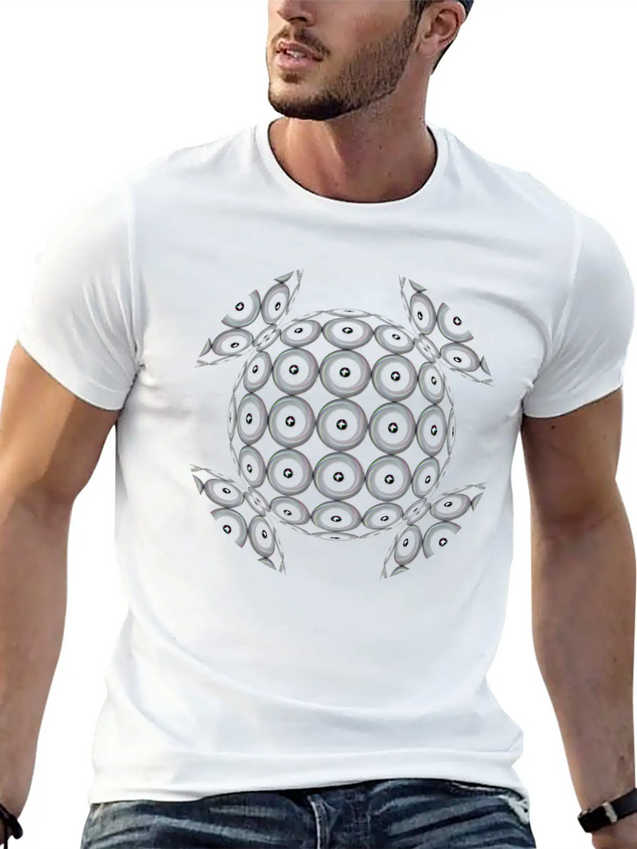 Neon Hemisphere Shape Lightweight Cotton T-Shirt – Daily Comfort Graphic Shirt