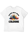 New Years Eve Happy New Year Firework In Cologne Lightweight Cotton T-Shirt – Daily Comfort Graphic Shirt