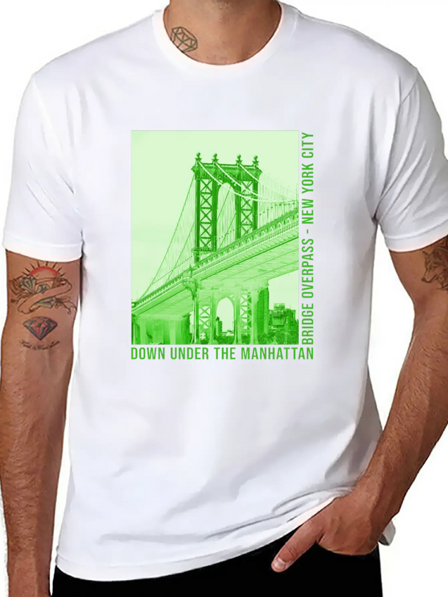 New York City NYC DUMBO Brooklyn Manhattan Bridge Lightweight Cotton T-Shirt – Daily Comfort Graphic Shirt