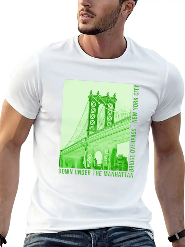 New York City NYC DUMBO Brooklyn Manhattan Bridge Lightweight Cotton T-Shirt – Daily Comfort Graphic Shirt