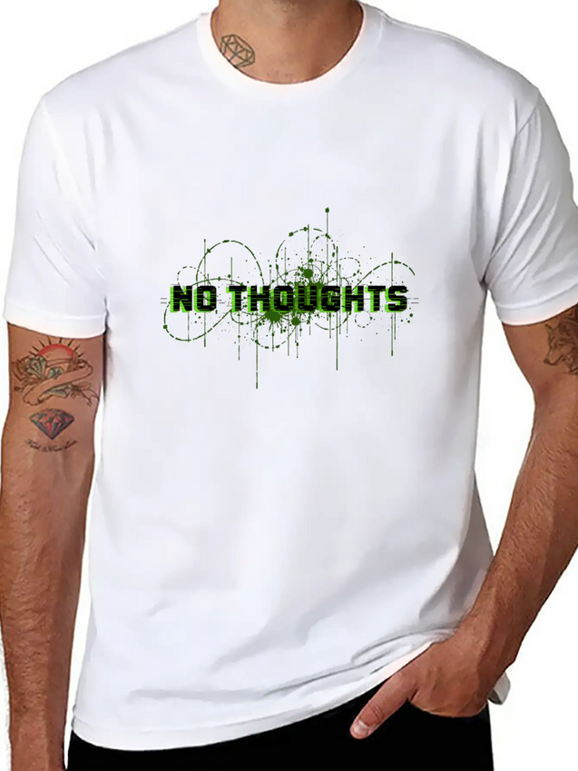 No Thoughts - Digital Glitch Art Typography Lightweight Cotton T-Shirt – Daily Comfort Graphic Shirt