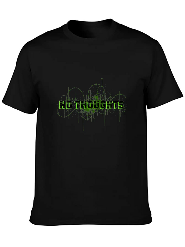 No Thoughts - Digital Glitch Art Typography Lightweight Cotton T-Shirt – Daily Comfort Graphic Shirt