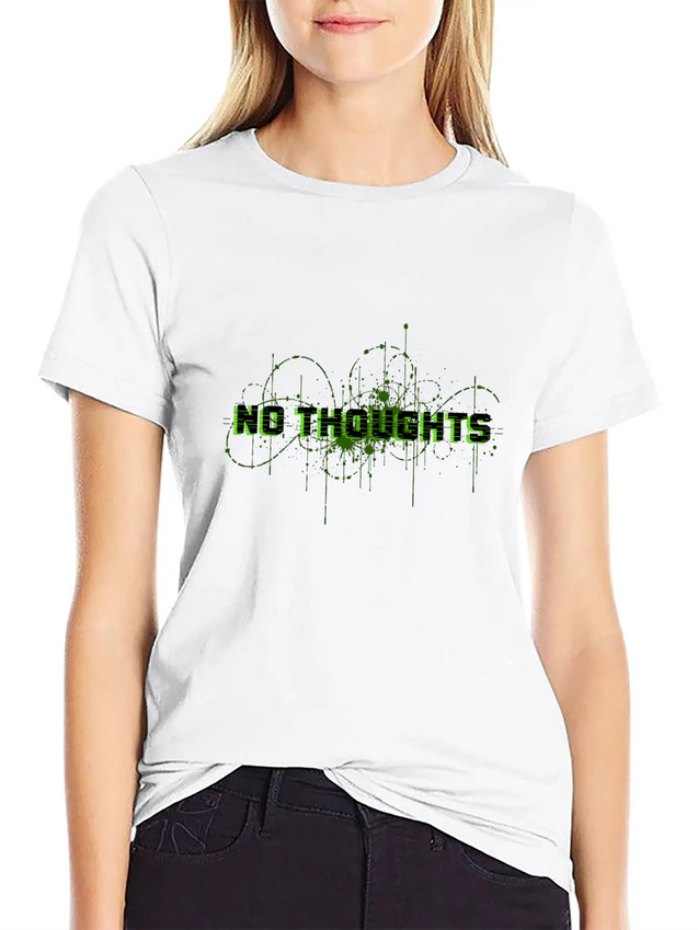 No Thoughts - Digital Glitch Art Typography Lightweight Cotton T-Shirt – Daily Comfort Graphic Shirt