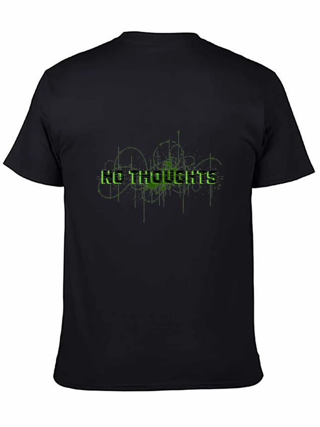 No Thoughts - Digital Glitch Art Typography Lightweight Cotton T-Shirt – Daily Comfort Graphic Shirt