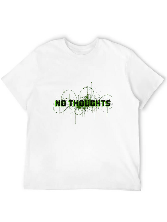 No Thoughts - Digital Glitch Art Typography Lightweight Cotton T-Shirt – Daily Comfort Graphic Shirt