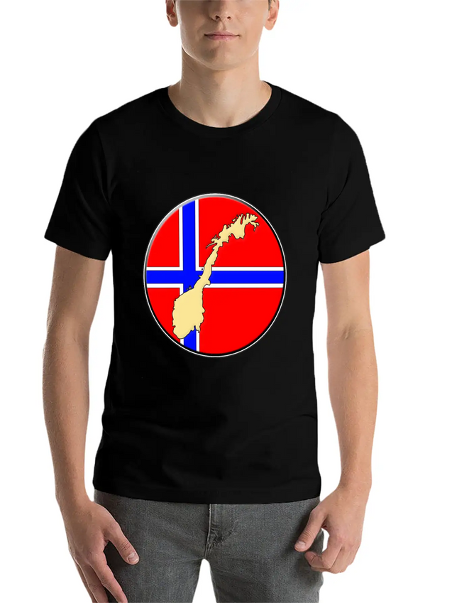 Norway Flag Map Lightweight Cotton T-Shirt – Daily Comfort Graphic Shirt