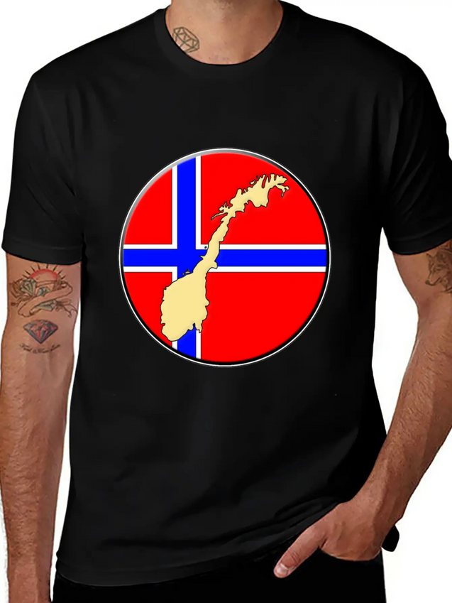Norway Flag Map Lightweight Cotton T-Shirt – Daily Comfort Graphic Shirt