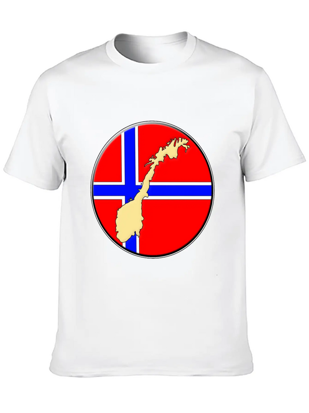 Norway Flag Map Lightweight Cotton T-Shirt – Daily Comfort Graphic Shirt