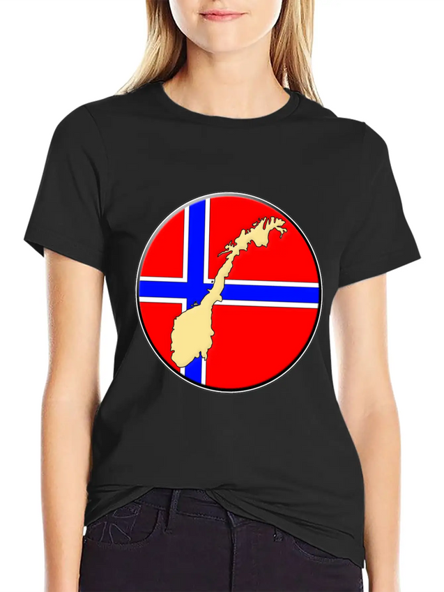 Norway Flag Map Lightweight Cotton T-Shirt – Daily Comfort Graphic Shirt