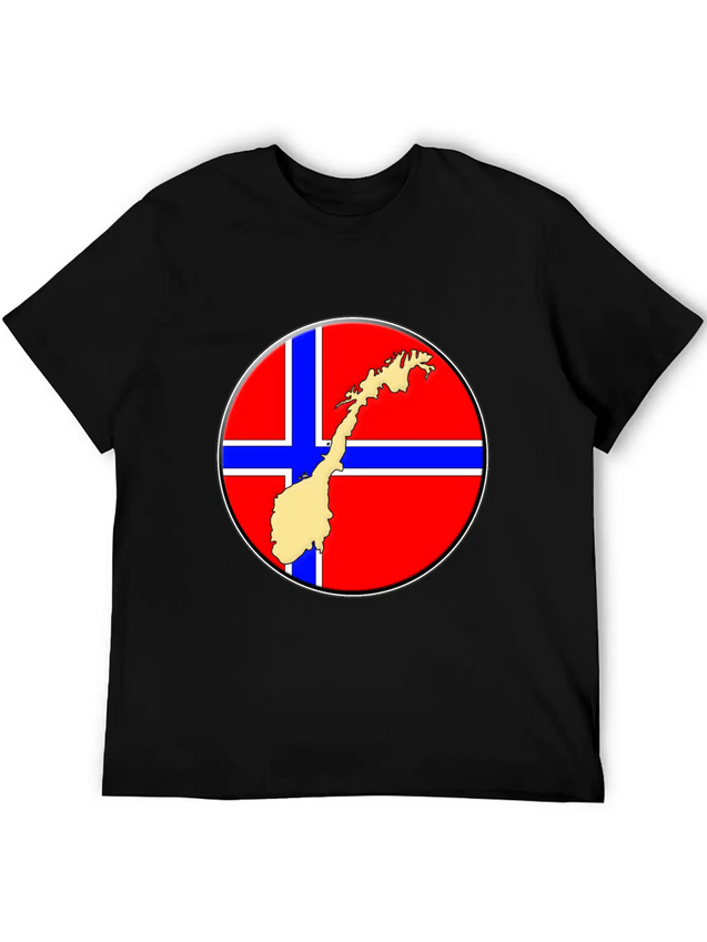 Norway Flag Map Lightweight Cotton T-Shirt – Daily Comfort Graphic Shirt