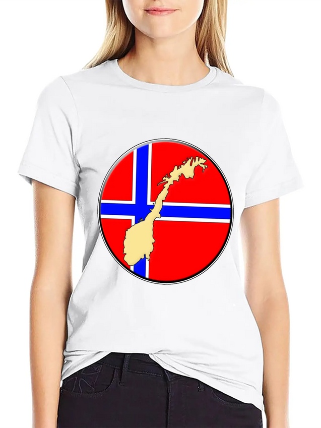 Norway Flag Map Lightweight Cotton T-Shirt – Daily Comfort Graphic Shirt