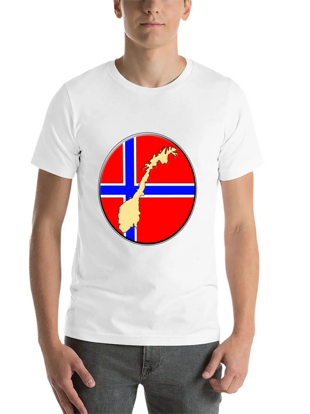 Norway Flag Map Lightweight Cotton T-Shirt – Daily Comfort Graphic Shirt
