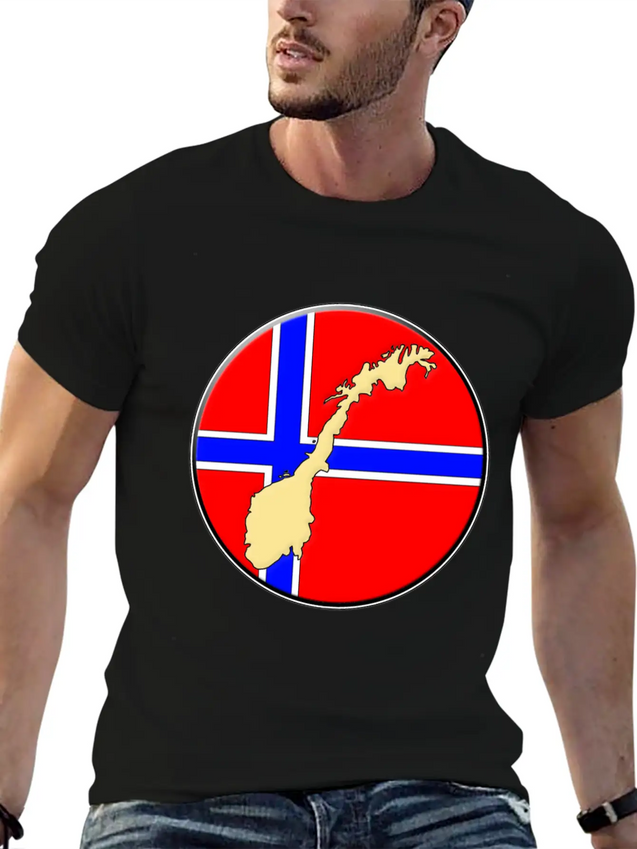 Norway Flag Map Lightweight Cotton T-Shirt – Daily Comfort Graphic Shirt