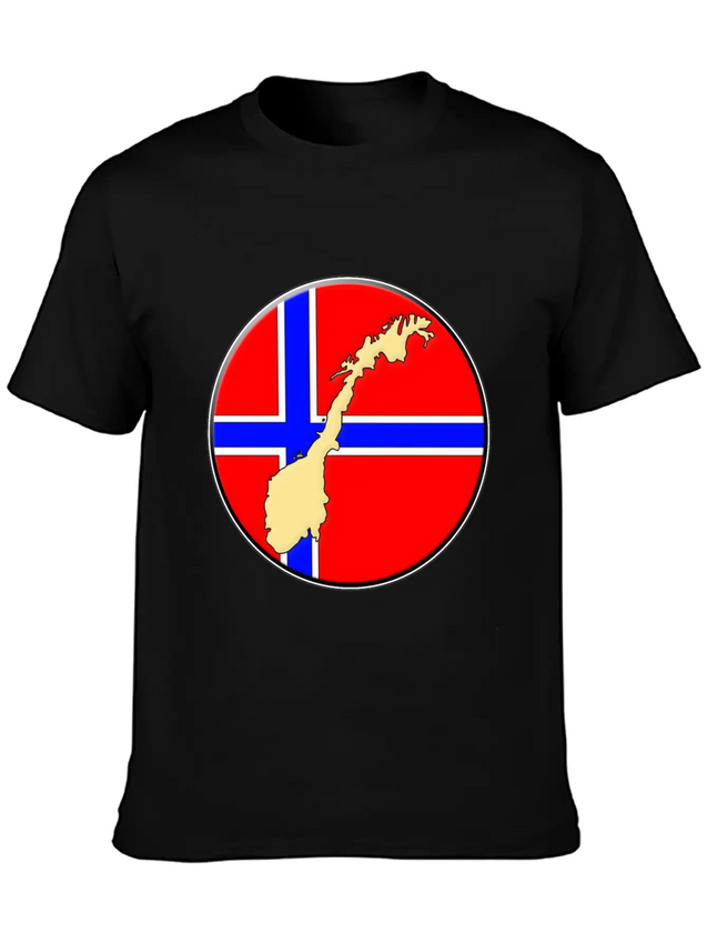 Norway Flag Map Lightweight Cotton T-Shirt – Daily Comfort Graphic Shirt