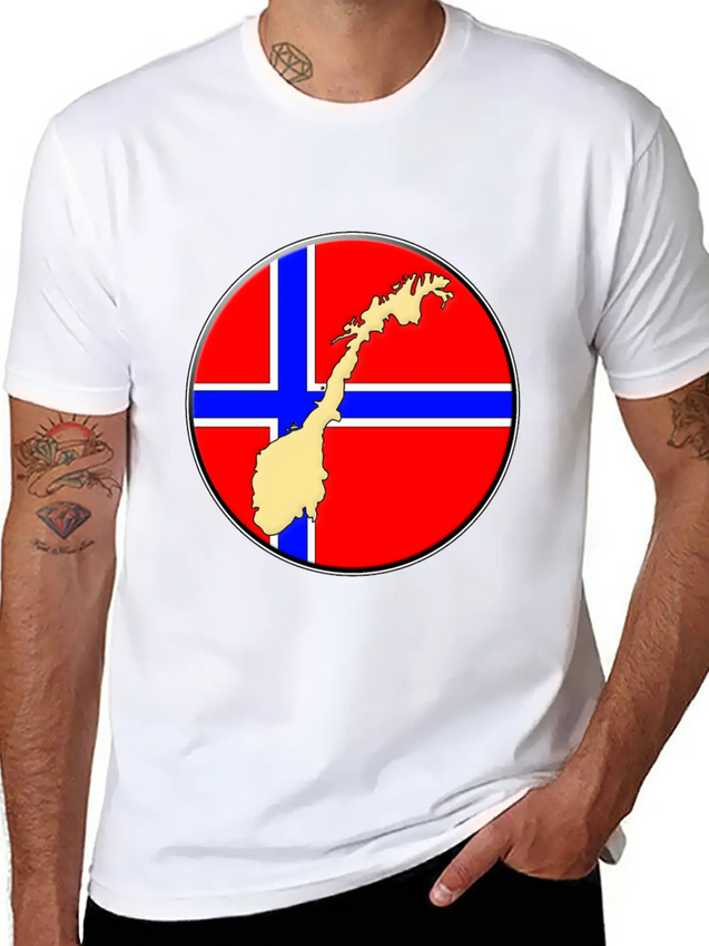 Norway Flag Map Lightweight Cotton T-Shirt – Daily Comfort Graphic Shirt
