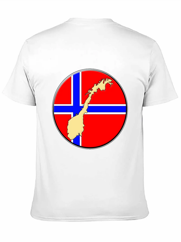 Norway Flag Map Lightweight Cotton T-Shirt – Daily Comfort Graphic Shirt