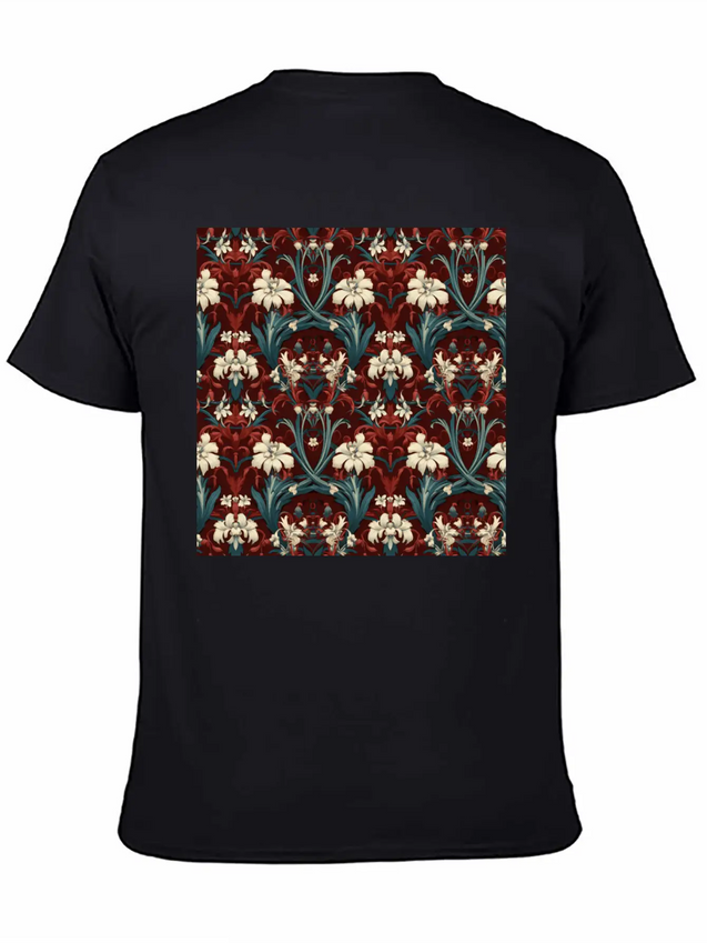Nouveau Heritage: Baroque Flowers Wallpaper Lightweight Cotton T-Shirt – Daily Comfort Graphic Shirt