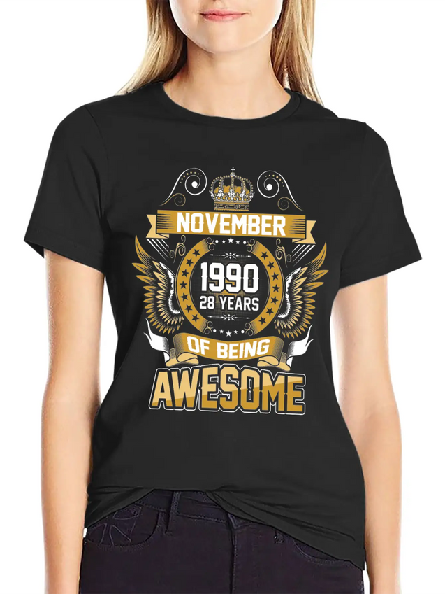 November 1990 28 Years Of Being Awesome Lightweight Cotton T-Shirt – Daily Comfort Graphic Shirt