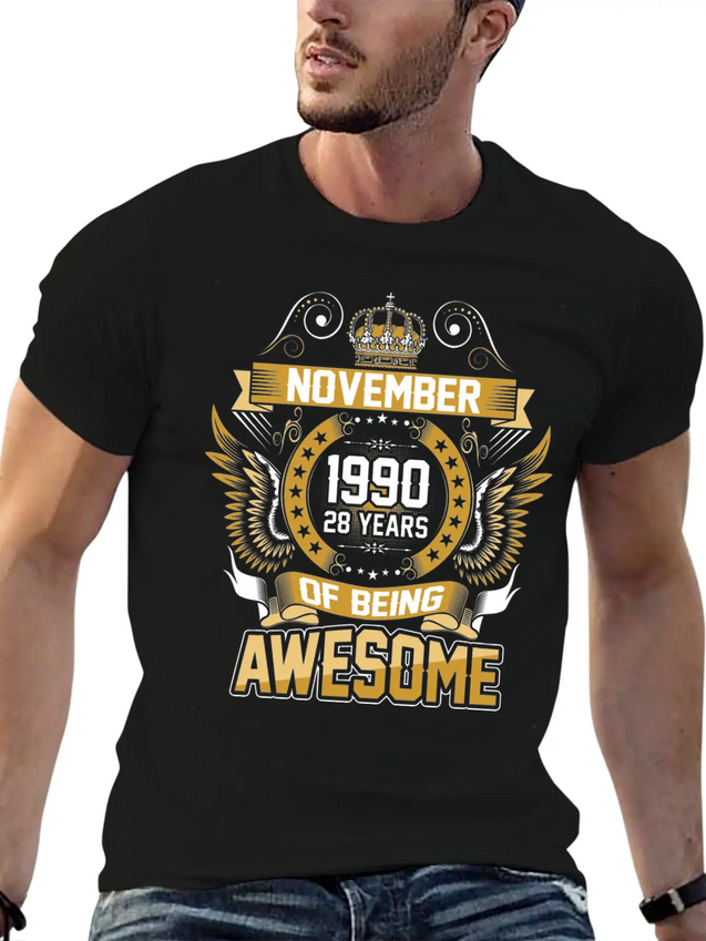 November 1990 28 Years Of Being Awesome Lightweight Cotton T-Shirt – Daily Comfort Graphic Shirt