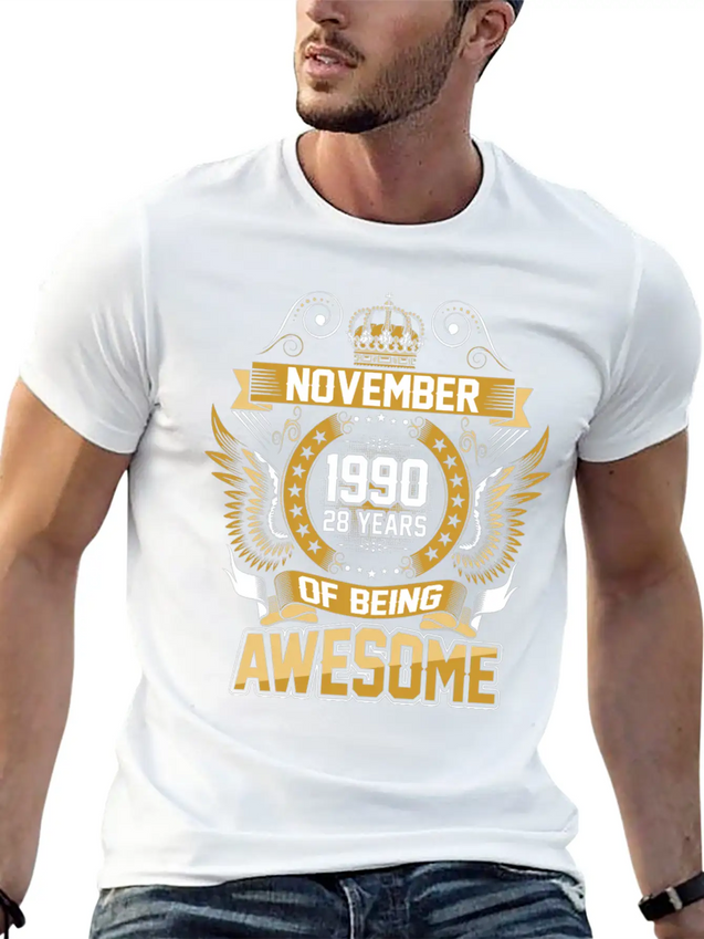 November 1990 28 Years Of Being Awesome Lightweight Cotton T-Shirt – Daily Comfort Graphic Shirt